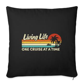 Cruise Ship Summer Vacation Trip - Sofa pillowcase 17,3'' x 17,3'' (45 x 45 cm) - black - Front