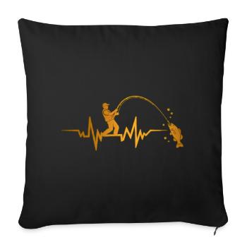 Angler Heartbeat ECG Fishing Pulse - Sofa pillowcase 17,3'' x 17,3'' (45 x 45 cm) - black - Front