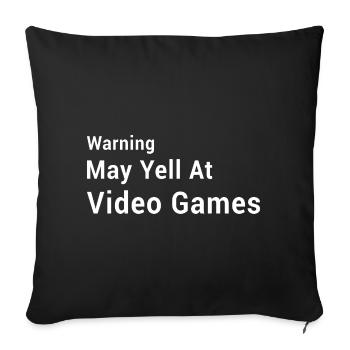 Jeu drôle - Avertissement : Peut-on crier sur les jeux vidéo - Housse de coussin décorative 45 x 45 cm - noir - Devant