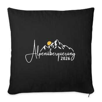 Traversée des Alpes 2026 - Randonnée - Housse de coussin décorative 45 x 45 cm - noir - Devant