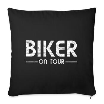 Riding a motorcycle - Biker On Tour - Sofa pillowcase 17,3'' x 17,3'' (45 x 45 cm) - black - Front