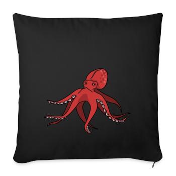 poulpe géant calmar, poulpe, calmar, poissons seiche - Housse de coussin décorative 45 x 45 cm - noir - Devant