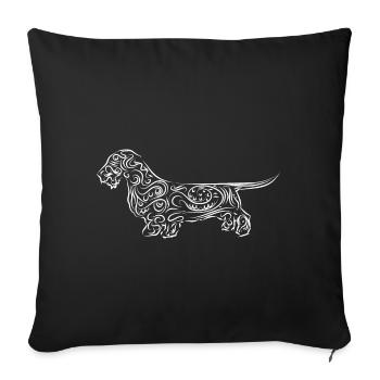 Dachshund tribal. Rauhaardackel with ornaments - Sofa pillowcase 17,3'' x 17,3'' (45 x 45 cm) - black - Front