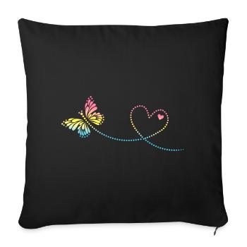 Butterfly with heart, valentine's day, birthday - Sofa pillowcase 17,3'' x 17,3'' (45 x 45 cm) - black - Front