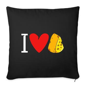 Cheese I Love Cheese - Sofa pillowcase 17,3'' x 17,3'' (45 x 45 cm) - black - Front