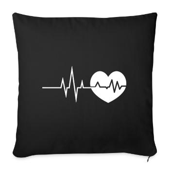Herzschlag - Heartbeat / Heart - Love - Sofa pillowcase 17,3'' x 17,3'' (45 x 45 cm) - black - Front
