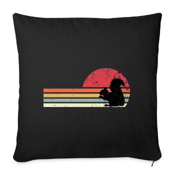 retro squirrel - Sofa pillowcase 17,3'' x 17,3'' (45 x 45 cm) - black - Front