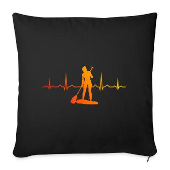 Stand up Paddling Board Standup Paddle Women - Sofa pillowcase 17,3'' x 17,3'' (45 x 45 cm) - black - Front