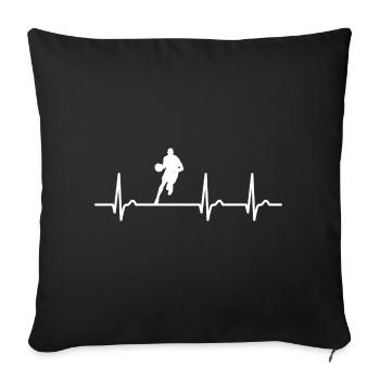 Courbe ECG - courbe cardiaque - pouls - sports - basketball - Housse de coussin décorative 45 x 45 cm - noir - Devant