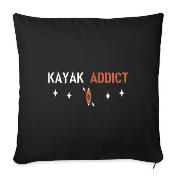 kayak addict - Sofa pillowcase 17,3'' x 17,3'' (45 x 45 cm) - black - Front