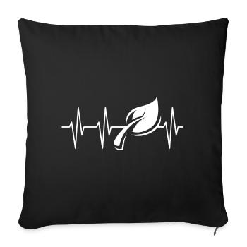heartbeat, green, leaf, forest, icon, pulse, graphic - Sofa pillowcase 17,3'' x 17,3'' (45 x 45 cm) - black - Front
