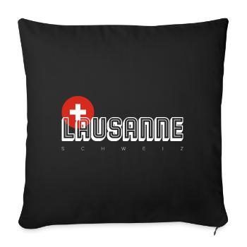 Lausanne Swiss Crest Line Art - Sofa pillowcase 17,3'' x 17,3'' (45 x 45 cm) - black - Front