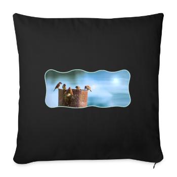 Photo design sparrows meeting curved outlined - Sofa pillowcase 17,3'' x 17,3'' (45 x 45 cm) - black - Front