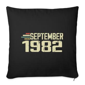 September 1982 Vintage Geschenkidee September 1982 - Sofakissenbezug 45 x 45 cm - Schwarz - Vorne