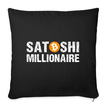 Satoshi Millionaire Cryptomonnaie Bitcoin - Housse de coussin décorative 45 x 45 cm - noir - Devant