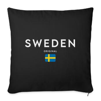 Drapeau de la Suède, fierté suédoise - Housse de coussin décorative 45 x 45 cm - noir - Devant