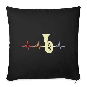 Tuba Vintage Cœur Ligne - Housse de coussin décorative 45 x 45 cm - noir - Devant