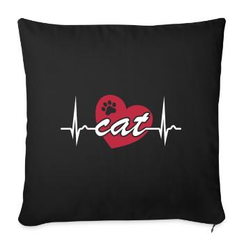 ECG Curve - Heart Curve - Pulse - Cat - Paw - Sofa pillowcase 17,3'' x 17,3'' (45 x 45 cm) - black - Front
