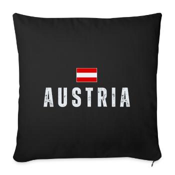 Drapeau de l’Autriche, patriote autrichien - Housse de coussin décorative 45 x 45 cm - noir - Devant