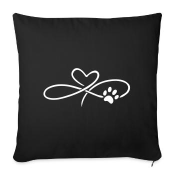 Coeur infini avec patte chien chat - Housse de coussin décorative 45 x 45 cm - noir - Devant