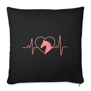 Cheval et coeur - Housse de coussin décorative 45 x 45 cm - noir - Devant