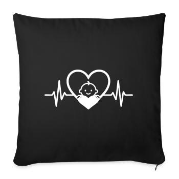 Cœur Bébé Futur Maman Grossesse Drôle - Housse de coussin décorative 45 x 45 cm - noir - Devant