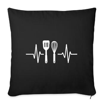 Heartbeat Kitchen Fork Design - Sofa pillowcase 17,3'' x 17,3'' (45 x 45 cm) - black - Front