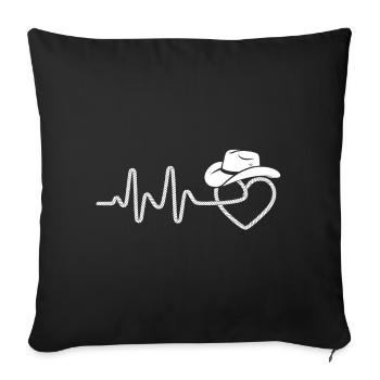 Battement de cœur avec chapeau de cowboy - Housse de coussin décorative 45 x 45 cm - noir - Devant
