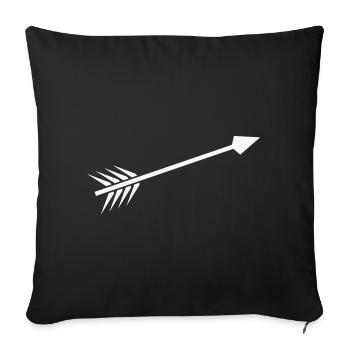 White arrow with feather - Sofa pillowcase 17,3'' x 17,3'' (45 x 45 cm) - black - Front