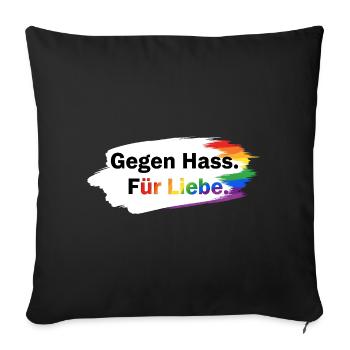 Gegen Hass Für Liebe Regenbogen T-Shirt CSD Pride - Sofakissenbezug 45 x 45 cm - Schwarz - Vorne