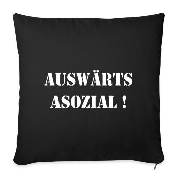 Auswärts sind wir Asozial Party Malle Fussball - Sofakissenbezug 45 x 45 cm - Schwarz - Vorne