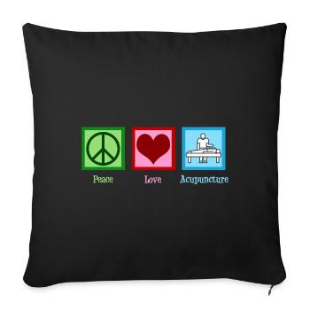 Peace Love Acupuncture - Sofa pillowcase 17,3'' x 17,3'' (45 x 45 cm) - black - Front