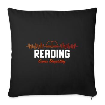 Lecture Cures Stupidity Book Heartbeat - Housse de coussin décorative 45 x 45 cm - noir - Devant