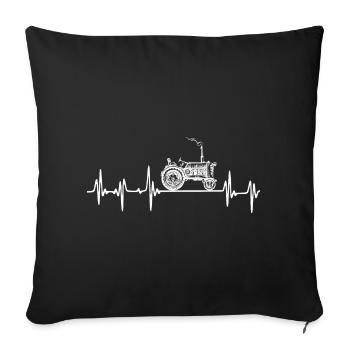Traktor- Heartbeat - Bauer - Landwirt - - Sofakissenbezug 45 x 45 cm - Schwarz - Vorne