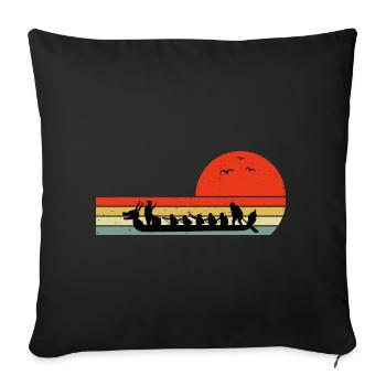 Dragon Boat Racing Crew Paddlers Vintage Retro - Sofa pillowcase 17,3'' x 17,3'' (45 x 45 cm) - black - Front