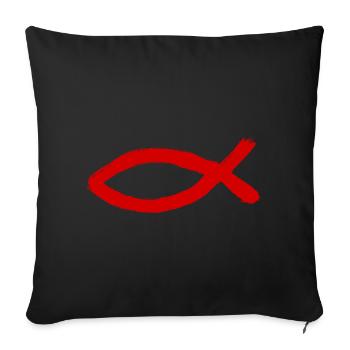 Jésus poisson Ichthys poisson poisson poisson - Housse de coussin décorative 45 x 45 cm - noir - Devant