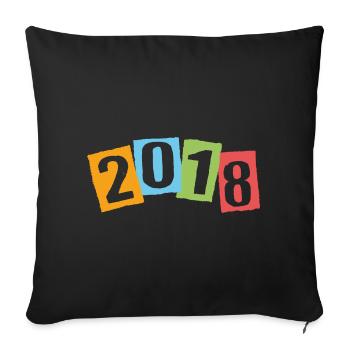 Born in 2018 – Birthday with big colorful numbers - Sofa pillowcase 17,3'' x 17,3'' (45 x 45 cm) - black - Front