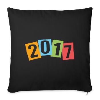 Né en 2017 – Anniversaire avec de grands chiffres colorés - Housse de coussin décorative 45 x 45 cm - noir - Devant