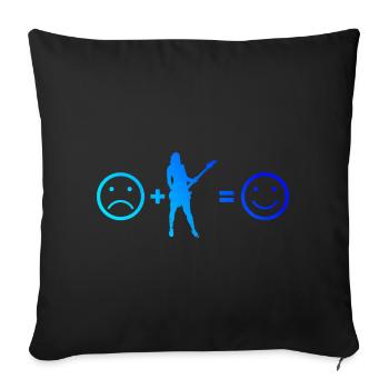 Guitariste féminine Egitarre - Housse de coussin décorative 45 x 45 cm - noir - Devant