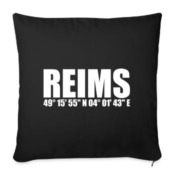 Reims Koordinaten - Sofakissenbezug 45 x 45 cm - Schwarz - Vorne