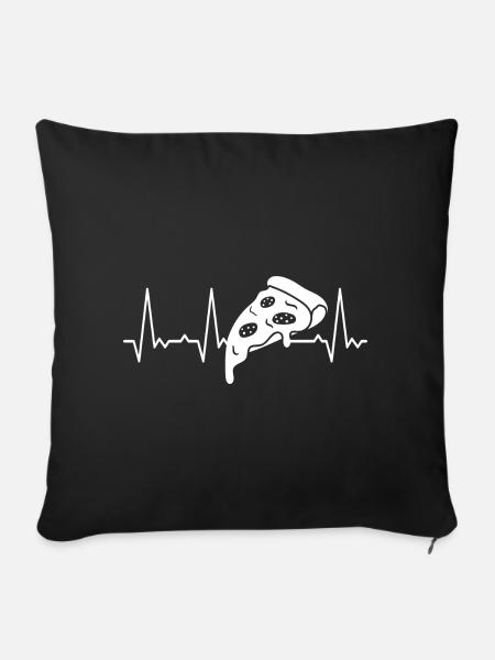 Herzschlag Pizza - Sofakissenbezug 45 x 45 cm - Schwarz