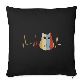 Herzschlag Katze - Sofakissenbezug 45 x 45 cm - Schwarz - Vorne