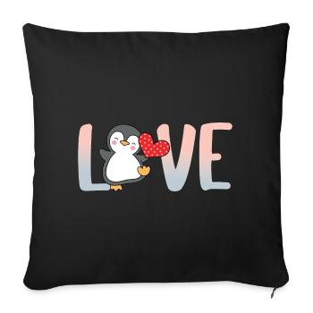 Pinguin Valentinstag Herz Liebe Geschenkidee - Sofakissenbezug 45 x 45 cm - Schwarz - Vorne