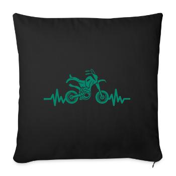 Heartbeat Motorcycle - Motorcross - Sofa pillowcase 17,3'' x 17,3'' (45 x 45 cm) - black - Front