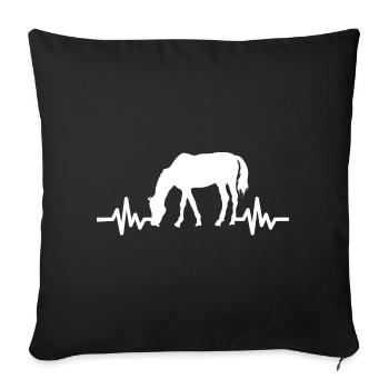Herzschlag - Pferd Hengst Stute Ross Reitsport - Sofakissenbezug 45 x 45 cm - Schwarz - Vorne