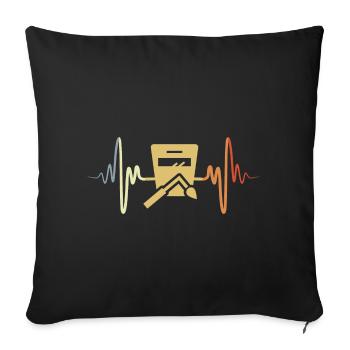 Soudeur Palpitations Coeur Vintage - Housse de coussin décorative 45 x 45 cm - noir - Devant