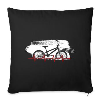 Bike Heartbeat Line Art - Sofa pillowcase 17,3'' x 17,3'' (45 x 45 cm) - black - Front
