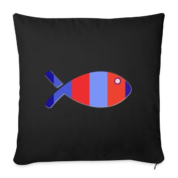 FISH. APRIL FOOL. HOLIDAY. SUMMER. HUMOR - Sofa pillowcase 17,3'' x 17,3'' (45 x 45 cm) - black - Front