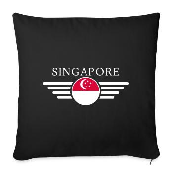 T-shirt design de style singapourien - Housse de coussin décorative 45 x 45 cm - noir - Devant