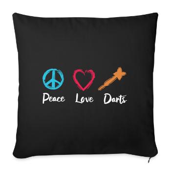 Frieden Liebe Darts - Sofakissenbezug 45 x 45 cm - Schwarz - Vorne